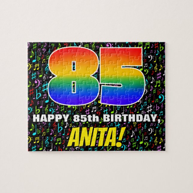 Puzzle 85e anniversaire — Symboles de musique amusante et (Horizontal)