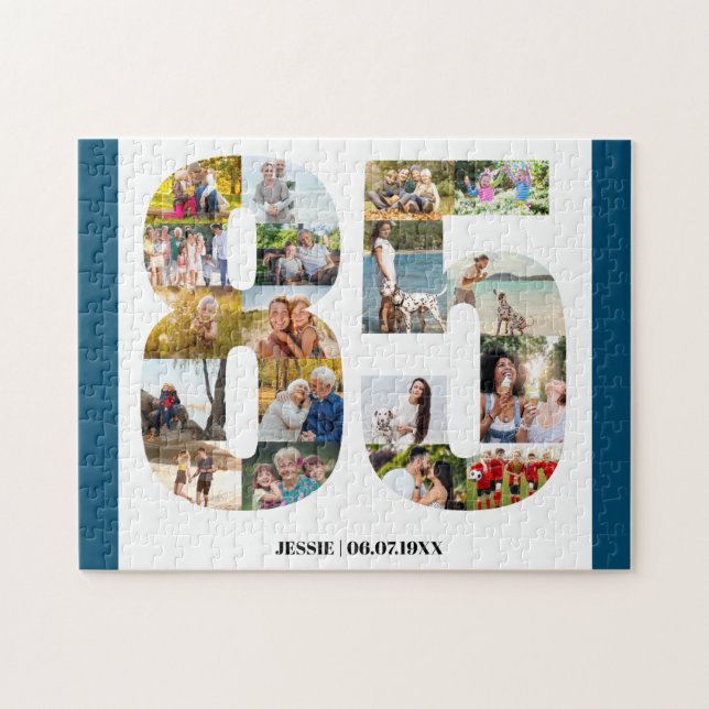Puzzle 85th Birthday Number 85 Custom Photo Collage (Horizontal)