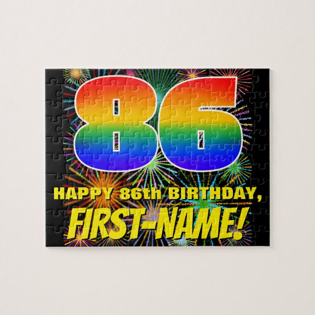 Puzzle 86e anniversaire : Feu d'artifice festif amusant e (Horizontal)