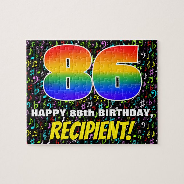Puzzle 86e anniversaire — Symboles de musique amusants et (Horizontal)