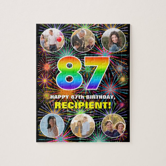 Puzzle 87e anniversaire : Arc en ciel amusant #, Nom pers (Vertical)