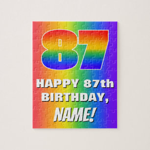 Puzzle 87e anniversaire : coloré, amusant Motif arc-en-ci