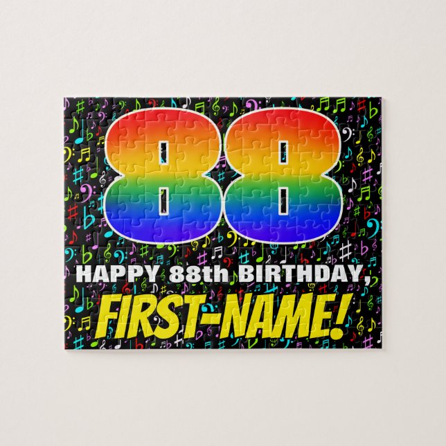 Puzzle 88e anniversaire — Symboles de musique amusante et (Horizontal)