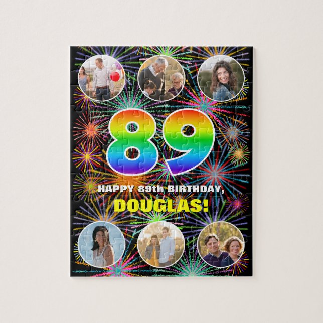 Puzzle 89e anniversaire : Arc en ciel amusant #, Nom pers (Vertical)
