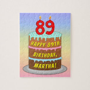 Puzzle 89e anniversaire : Fun Cake and Candles + Nom pers
