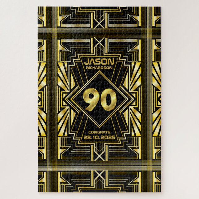 Puzzle 90e anniversaire Art Déco Gold Black Great Gatsby (Vertical)