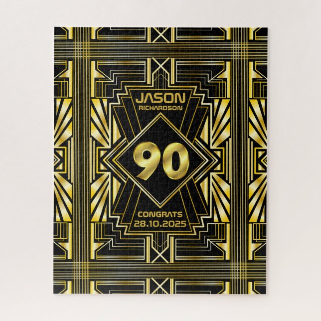Puzzle 90e anniversaire Art Déco Gold Black Great Gatsby (Vertical)