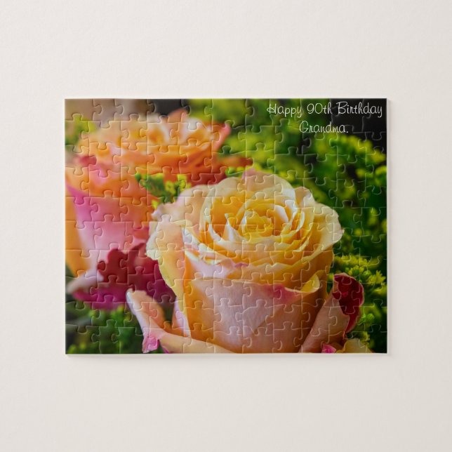 Puzzle 90e anniversaire grand-mère. (Horizontal)