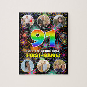 Puzzle 91e anniversaire : Arc en ciel amusant #, Nom pers