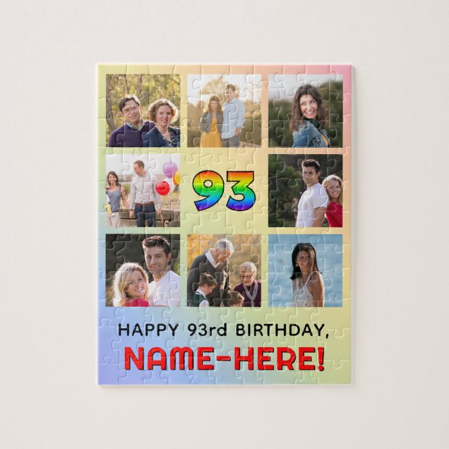 Puzzle 93e anniversaire : Arc en ciel amusant #, Nom pers (Vertical)