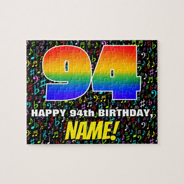 Puzzle 94e anniversaire — Symboles de musique amusants et (Horizontal)