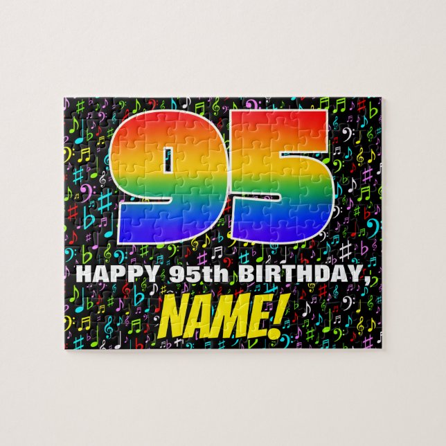 Puzzle 95e anniversaire — Symboles de musique amusants et (Horizontal)