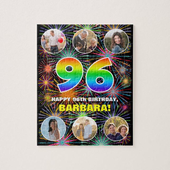 Puzzle 96e anniversaire : Arc en ciel amusant #, Nom pers (Vertical)