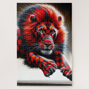Puzzle à damiers Lion