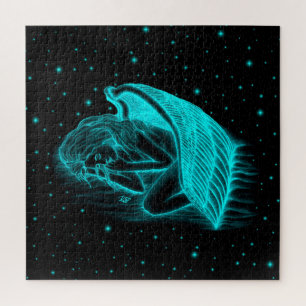 Puzzle A sleeping Angel , Black and Green Design