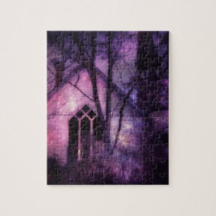 Puzzle Abandon de l'église Purple Night Sky Art numérique