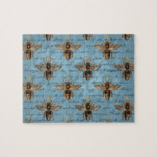 Puzzle Abeille de miel bleu Vintage