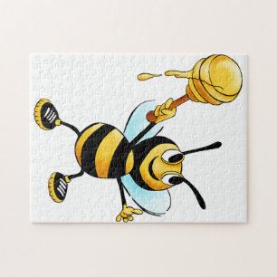 Puzzle Abeille drôle avec cuillère à miel portant des bas