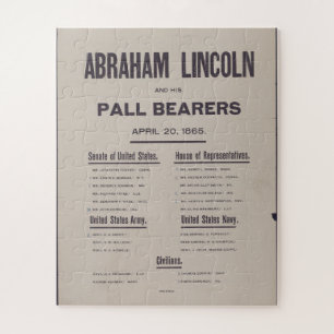 PUZZLE Abraham Lincoln Pall Bearers 1865