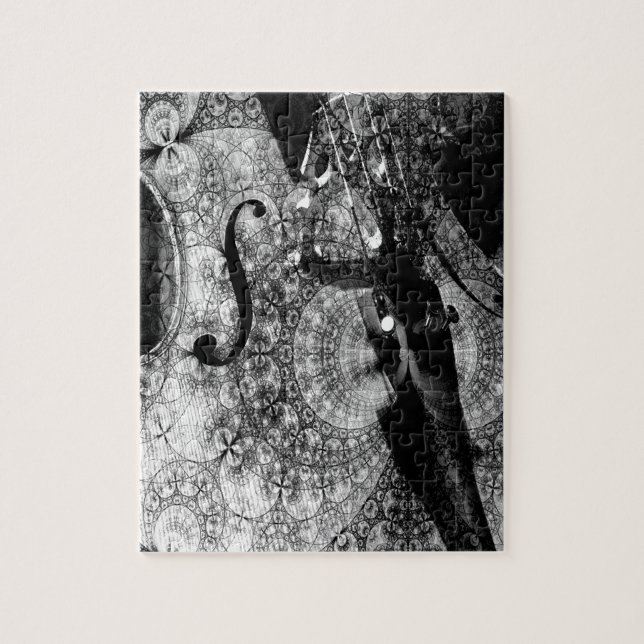 Puzzle Abrégé sur modelé violoncelle en noir et blanc (Vertical)