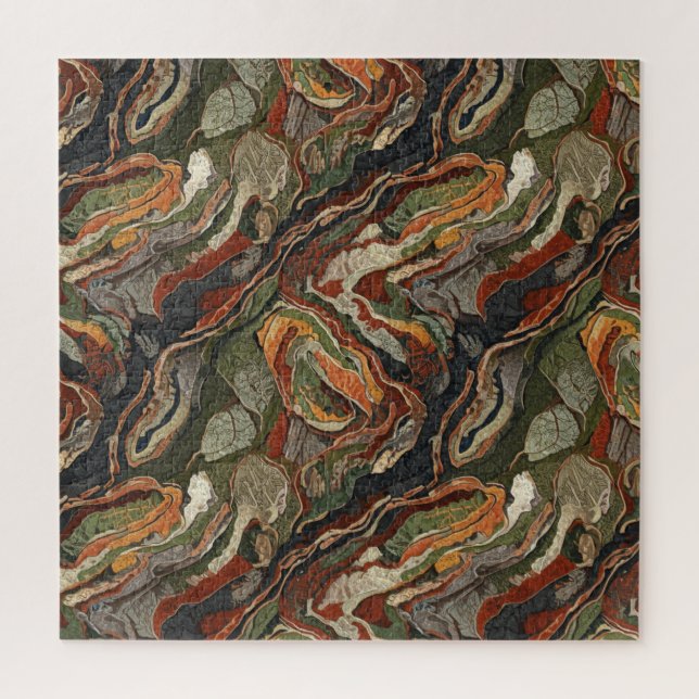 Puzzle Abstract Earth Tone Swirl Pattern (Vertical)