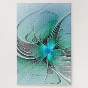 Puzzle Abstrait avec bleu, art fractal moderne