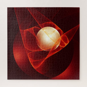 Puzzle Abstrait Crème rouge moderne Imaginaire Fractal Ar