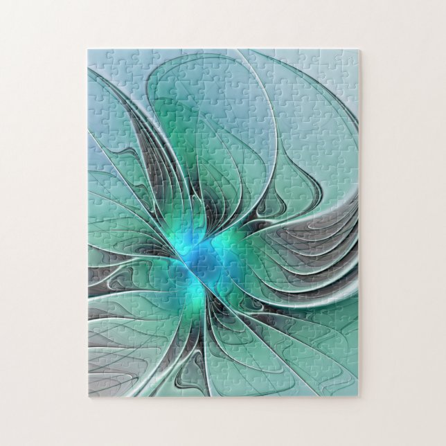 Puzzle Abstrait De Bleu, Art Fractal Moderne (Vertical)