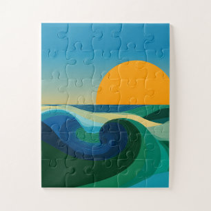 Puzzle Abstrait de Paysage Désertique au Coucher d