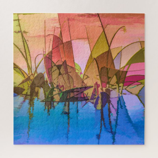 Puzzle Abstrait en herbe très coloré (Vertical)