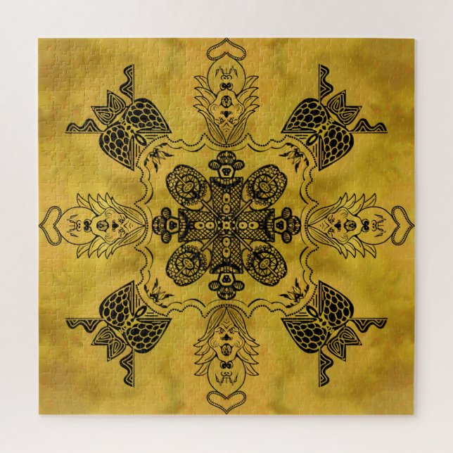 Puzzle Abstrait Goth Tribal Line Dessin Motif répété (Vertical)