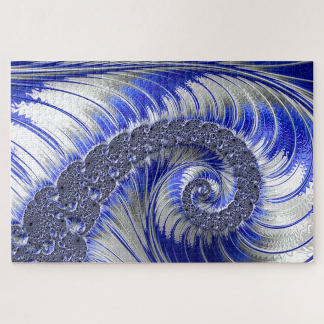 Puzzle Abstrait gris gris blanc spirale fractale (Horizontal)
