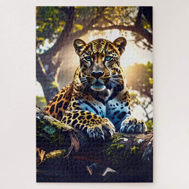 - Puzzle Abstrait Léopard dans l'Arbre – Faune Aud (Vertical)