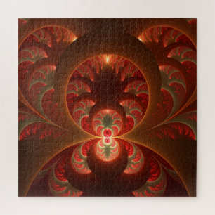 Puzzle Abstrait lumineux rouge orange moderne Fractal