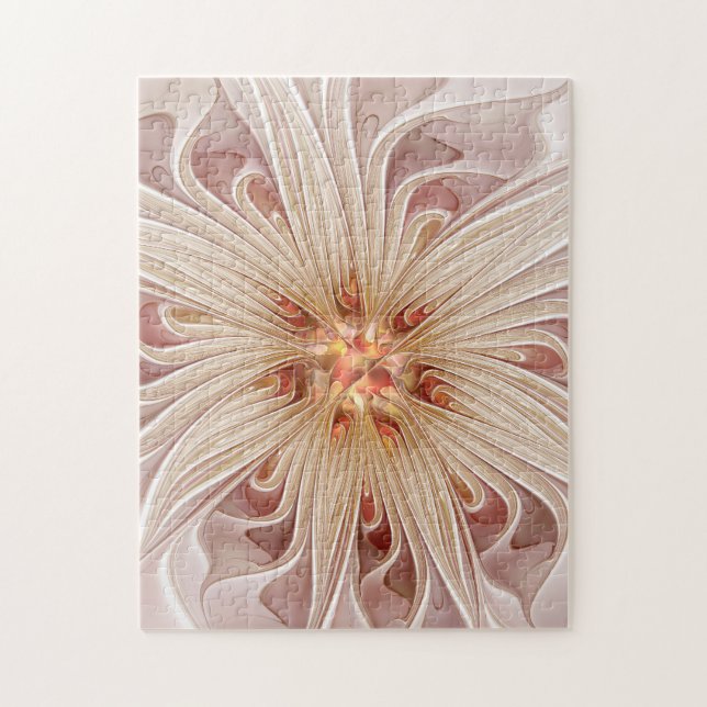 Puzzle Abstrait Moderne Peach Pastel Flower Fractal Art (Vertical)