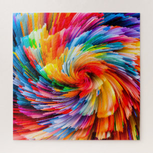 Puzzle Abstrait Moderne Tourbillon Vibrant Arc-en-Ciel