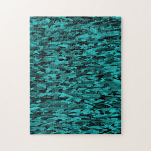 Puzzle Abstrait Motif Turquoise Noir