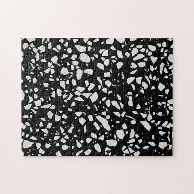 Puzzle Abstrait Terrazzo Mosaic Motif noir et blanc (Horizontal)