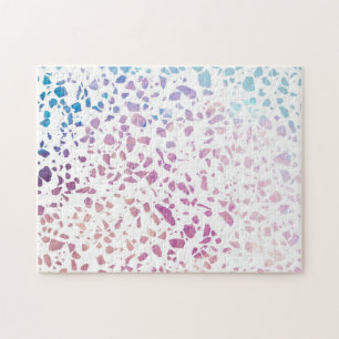 Puzzle Abstrait Terrazzo Mosaic rose et Motif bleu