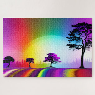 Puzzle Abstraite Rainbow Road Passée Arbres noirs et pour