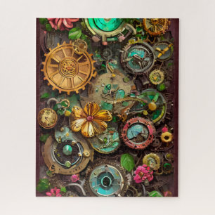 Puzzle Abstraits engrenages surréalistes Fleurs Steampunk