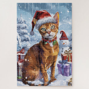 Puzzle Abyssinian Chat Winter Wonderland Noël Joie