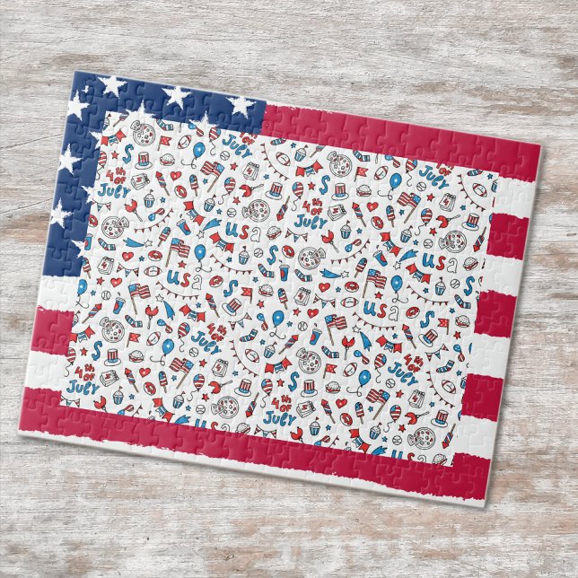 Puzzle, Add Your Photo, USA Painted Flag Frame Jigsaw Puzzle (Creator Uploaded)