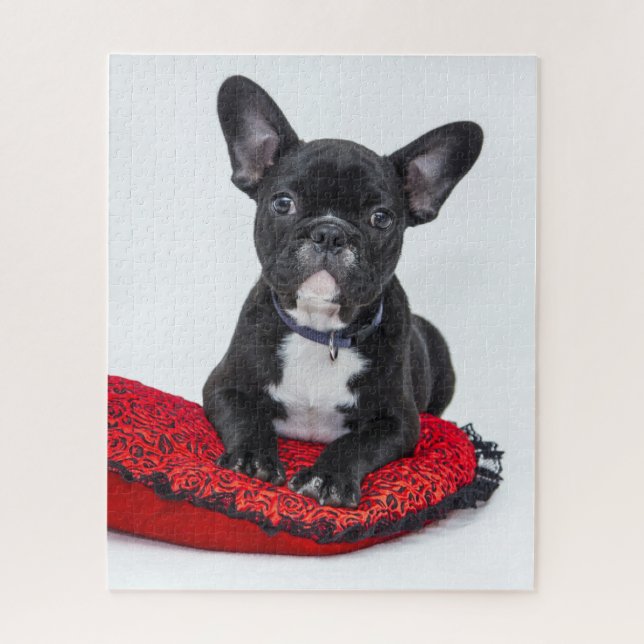 Puzzle Adorable Black and White Bulldog Puppy Photo (Vertical)
