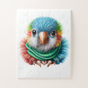 Puzzle Adorable Cartoon Fluffy Happy Baby Parrot