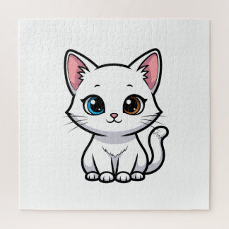 Puzzle Adorable Cartoon White Cat