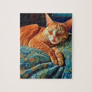 Puzzle Adorable chat au gingembre couché