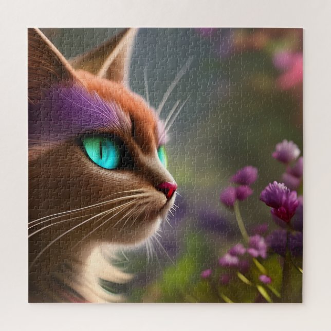 Puzzle Adorable chat Kitty, Yeux Turquoise (Vertical)