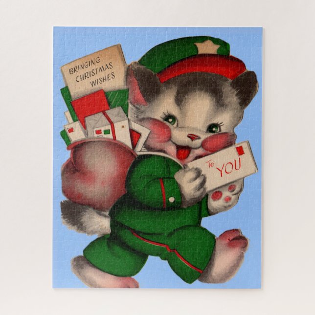 Puzzle adorable chaton de messagerie livrant des paquets  (Vertical)