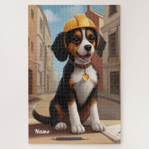 Puzzle Adorable ouvrier de construction Chien Cute Chiot